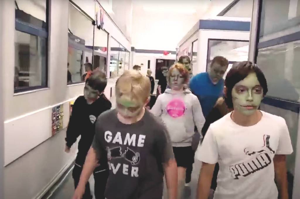 Zombies stalk Vancouver Island school hallways in new student-produced YouTube video